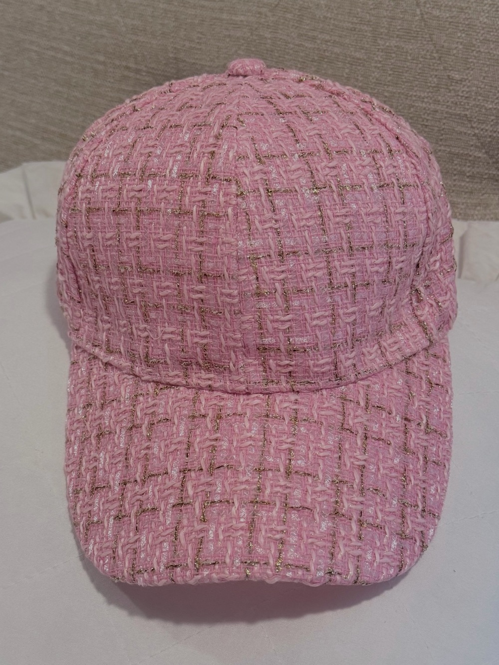 Textured Pink Tweed Baseball Cap NWT